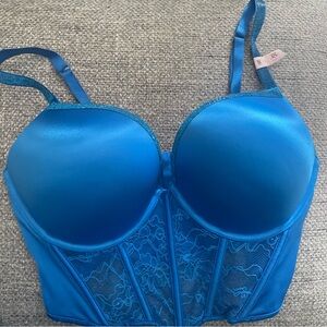 Victoria's Secret Bright Blue 38C Very Sexy Bombshell Shine Strap Push Up Corset